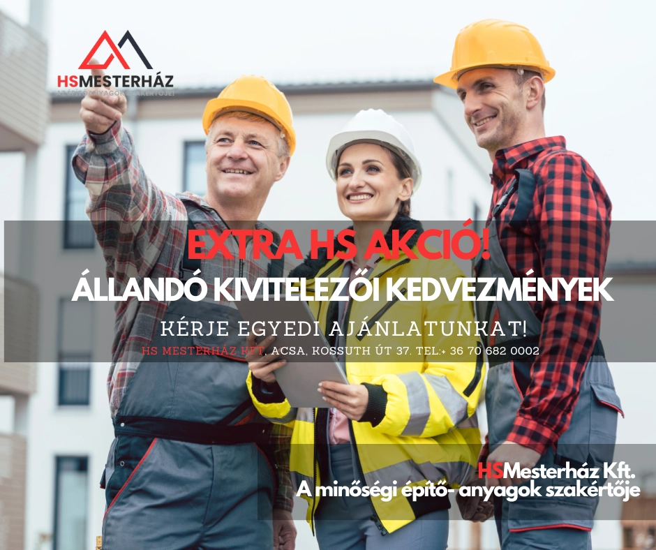Építőanyag raktárkészlet a HS Mesterháznál